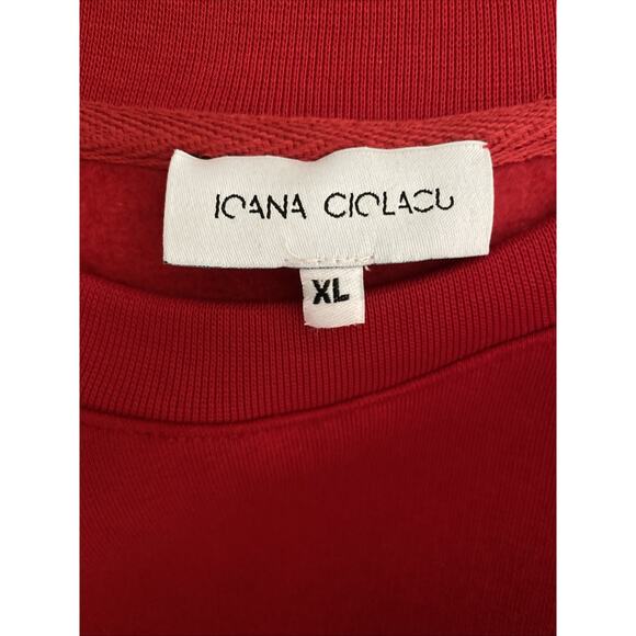 Ioana Ciolacu Ruffled Sweatshirt Pullover Long Sleeve Crew Neck Cotton Blend XL - Picture 10 of 11